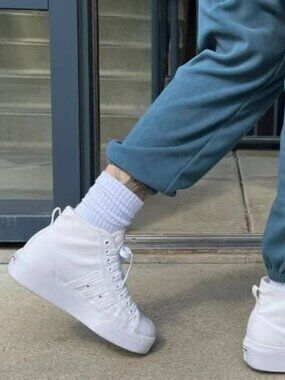 adidas Nizza Mid Platform White High-Top Sneakers Size 10